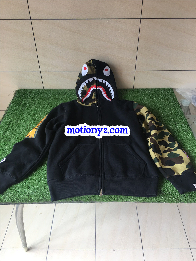 A Bathing Ape Bape Shark Black Camo Hoodies